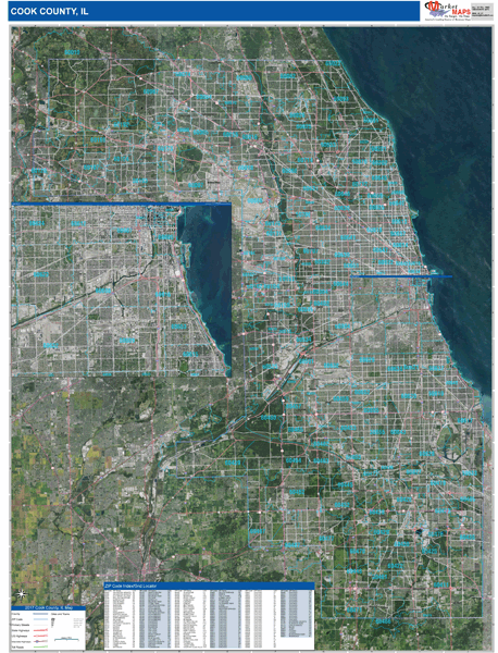 Cook County, IL Wall Map