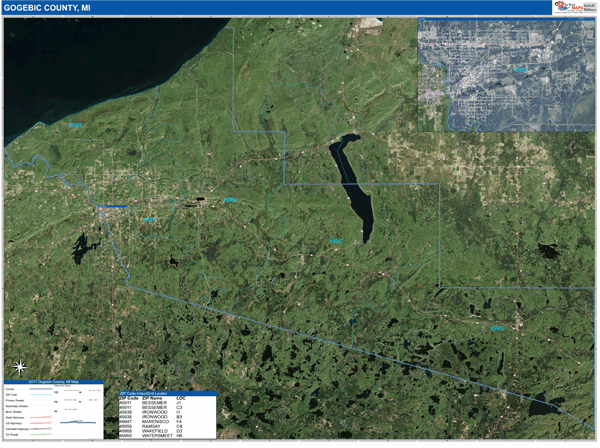 Gogebic County, MI Wall Map