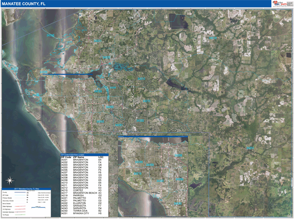 Manatee County, FL Wall Map