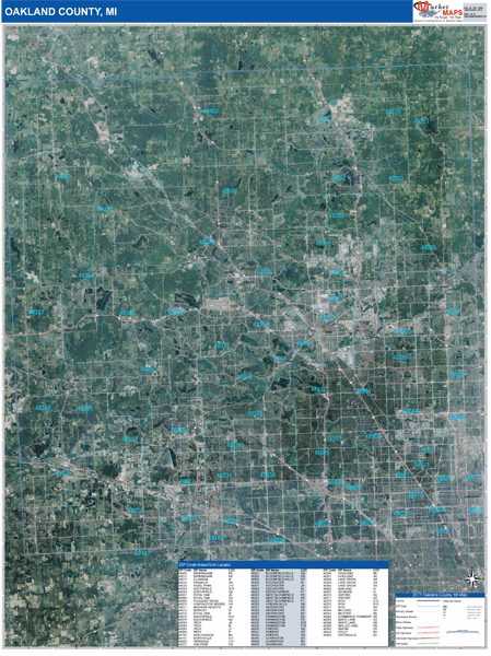 Oakland County, MI Wall Map