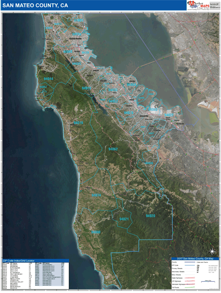 San Mateo County, CA Wall Map