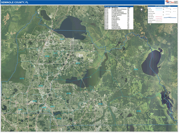 Seminole County, FL Wall Map