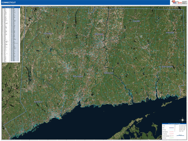 Connecticut Wall Map