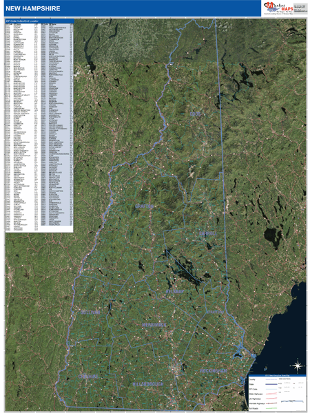 New Hampshire Wall Map