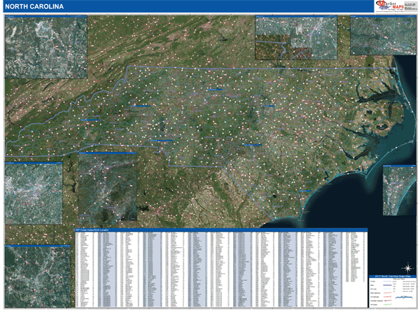 North Carolina Wall Map