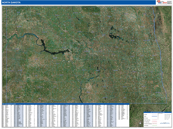 North Dakota Wall Map
