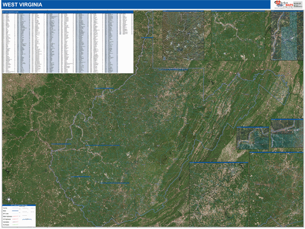 West Virginia Wall Map
