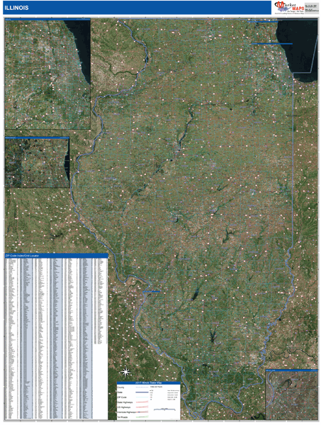 Illinois  Wall Map