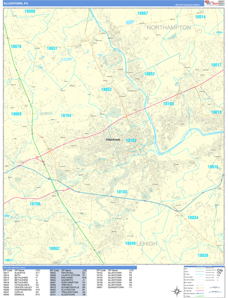 Allentown City Digital Map Basic Style