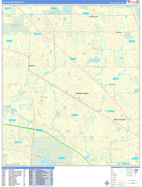 Arlington Heights Illinois Zip Code Maps - Red Line