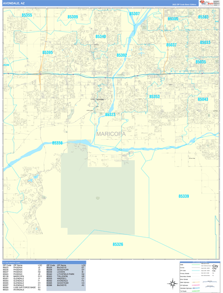 Avondale City Wall Map Basic Style