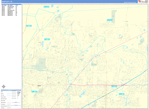 Bartlett City Digital Map Basic Style