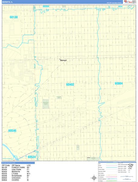 Berwyn City Digital Map Basic Style