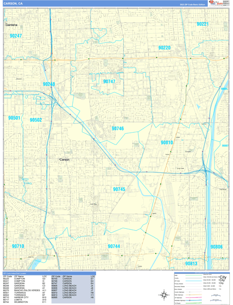 Carson City Wall Map Basic Style
