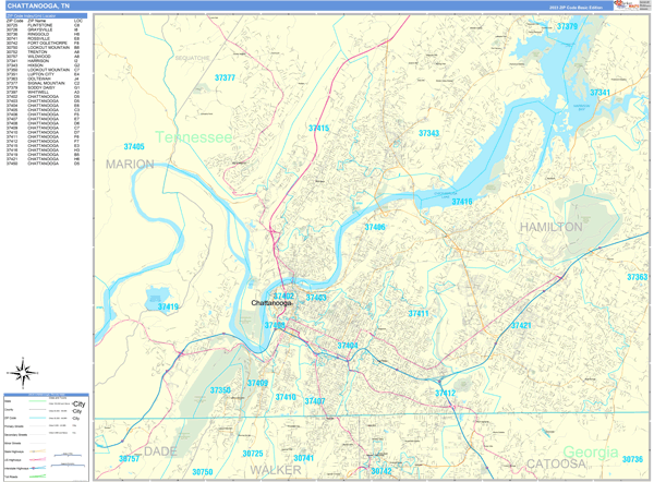 Chattanooga City Digital Map Basic Style