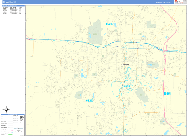 Columbia City Digital Map Basic Style