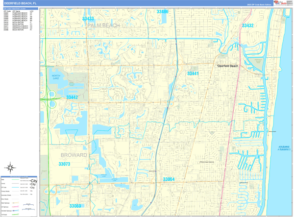 Deerfield Beach Florida Zip Code Wall Map (Basic Style) by MarketMAPS ...