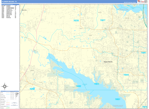 Flower Mound Texas Zip Code Maps - Color Cast