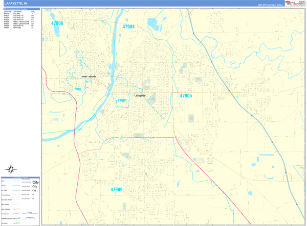 Lafayette City Digital Map Basic Style