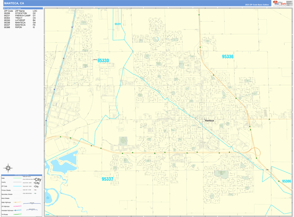 Manteca, CA Zip Code Map
