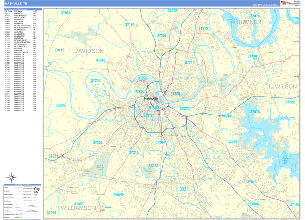 Nashville City Digital Map Basic Style