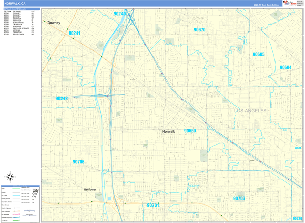 Norwalk City Wall Map Basic Style