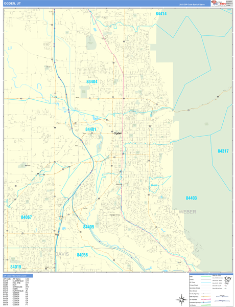 Ogden City Wall Map Basic Style