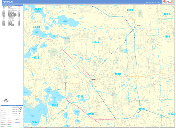 Pontiac City Digital Map Basic Style
