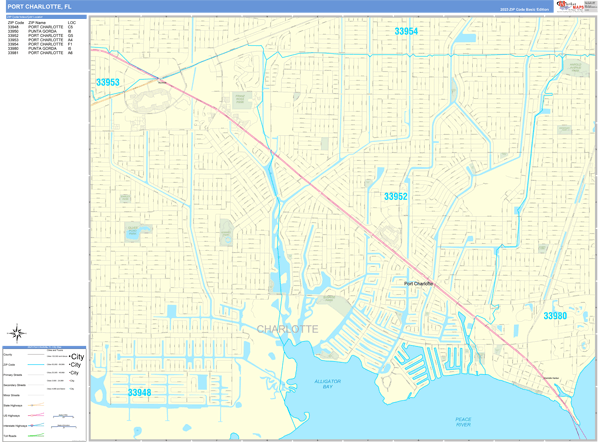 Port Charlotte Florida Zip Code Wall Map (Basic Style) by MarketMAPS 