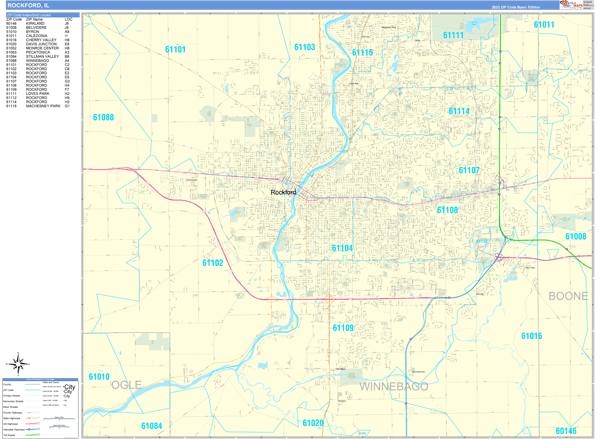 Rockford City Digital Map Basic Style