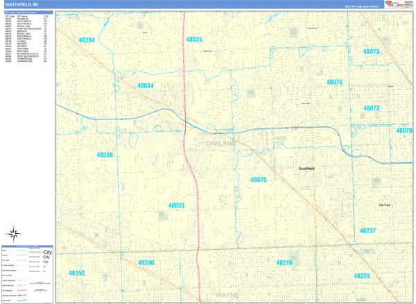 Southfield City Digital Map Basic Style