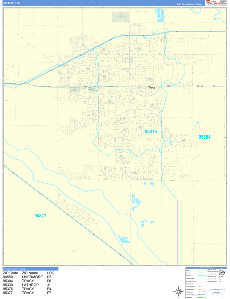 Tracy City Wall Map Basic Style