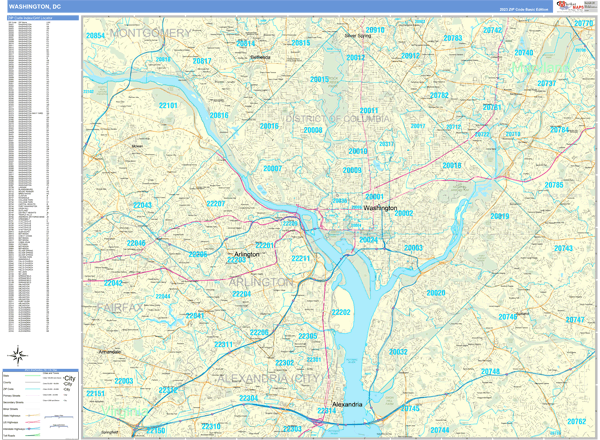 Washington, DC Zip Code Map
