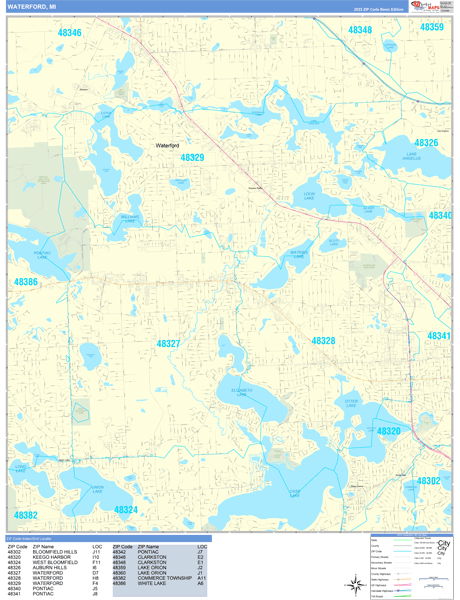 Waterford, MI Zip Code Map