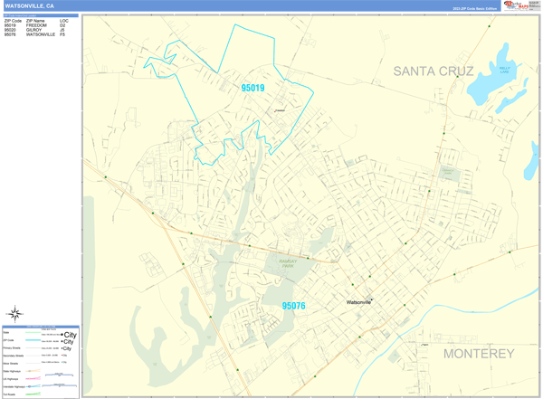Watsonville, CA Zip Code Map