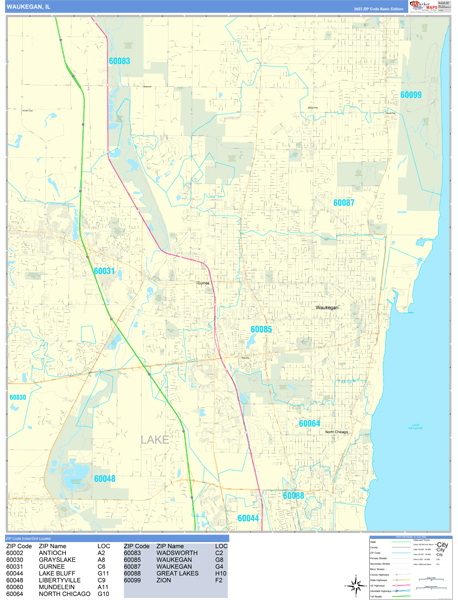 Waukegan City Digital Map Basic Style