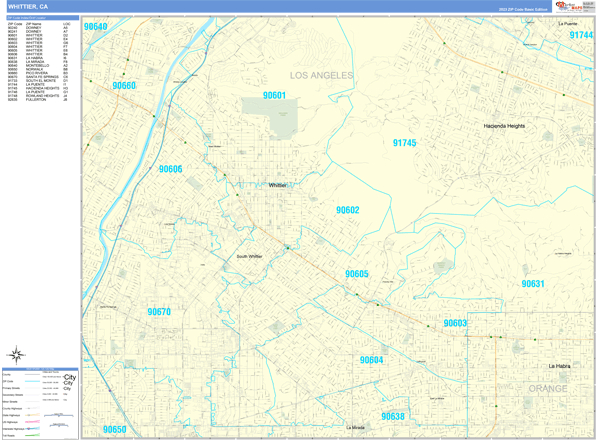 Whittier City Digital Map Basic Style