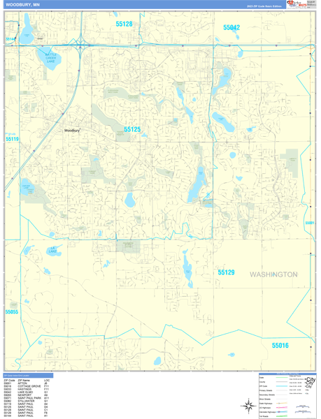 Woodbury Minnesota Wall Map (Basic Style) by MarketMAPS - MapSales