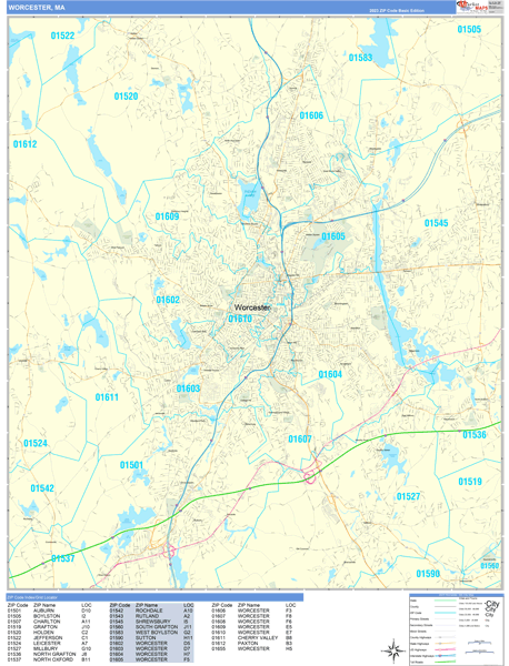 Worcester City Digital Map Basic Style