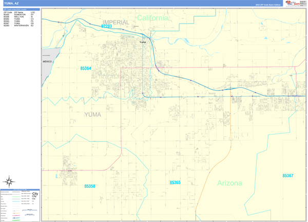 Yuma City Wall Map Basic Style