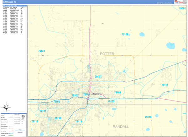 Amarillo Wall Map