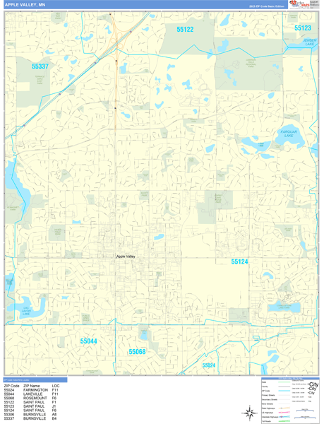 Apple Valley Minnesota Wall Map (Basic Style) by MarketMAPS - MapSales