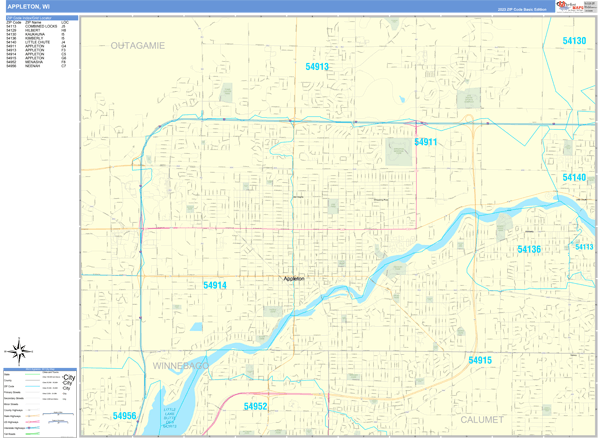 Appleton Wall Map