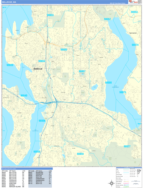 Bellevue Wall Map