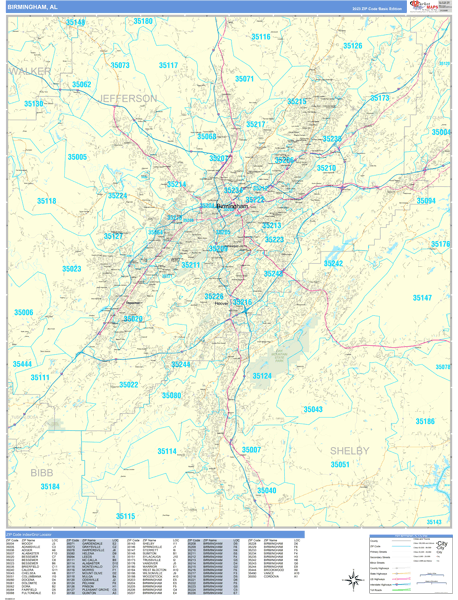Birmingham Wall Map