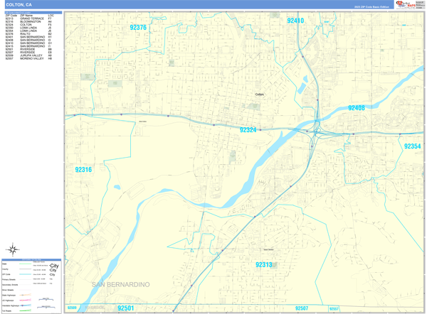 Colton Zip Code Wall Map