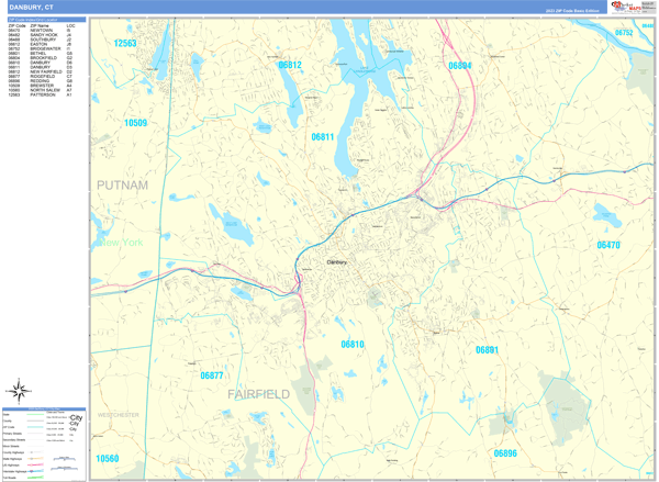 Danbury Wall Map