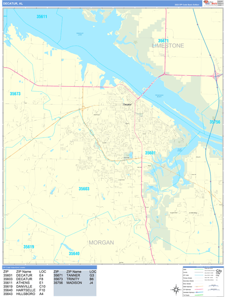 Decatur Alabama 5 Digit Zip Code Maps Basic