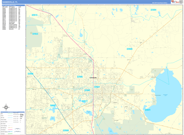 Gainesville Zip Code Wall Map