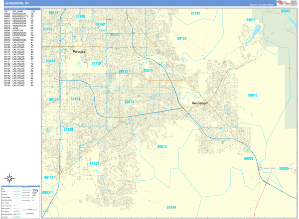 Henderson Nevada Zip Code Maps Basic 2936